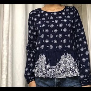 Blue and white long sleeve